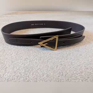 Genuine Leather Brown Belt With Gold Triangle Buckle